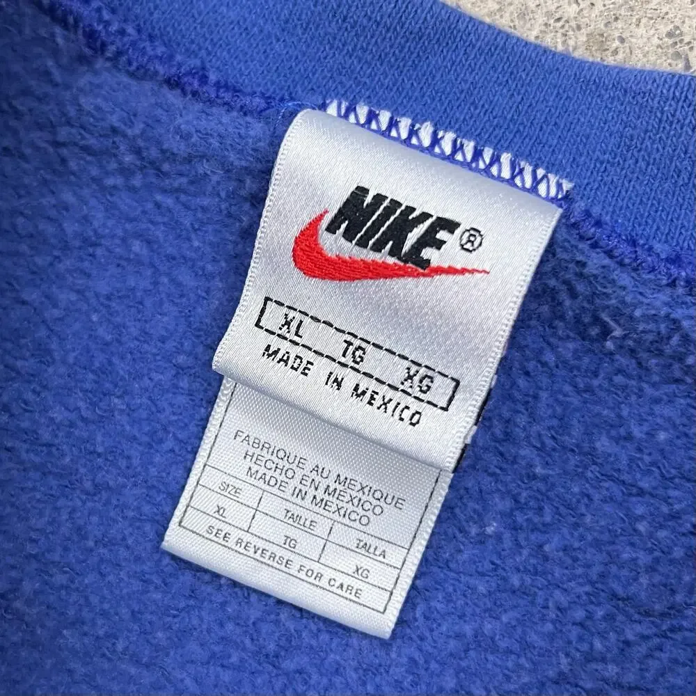 Vintage 90s Nike Tonal Royal Blue Mini Swoosh Crewneck Sweatshirt Boxy XL Fall